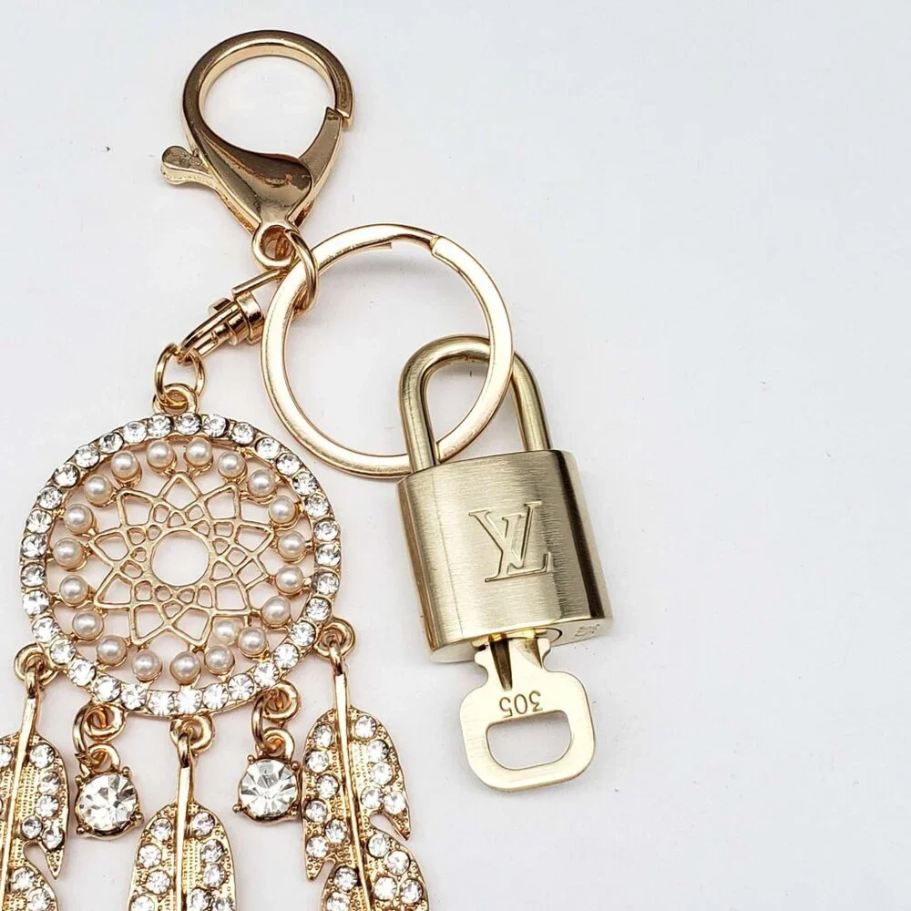 Authentic Louis Vuitton Lock & Key Gold ✨ Unbranded Keychain Bag Charm LV